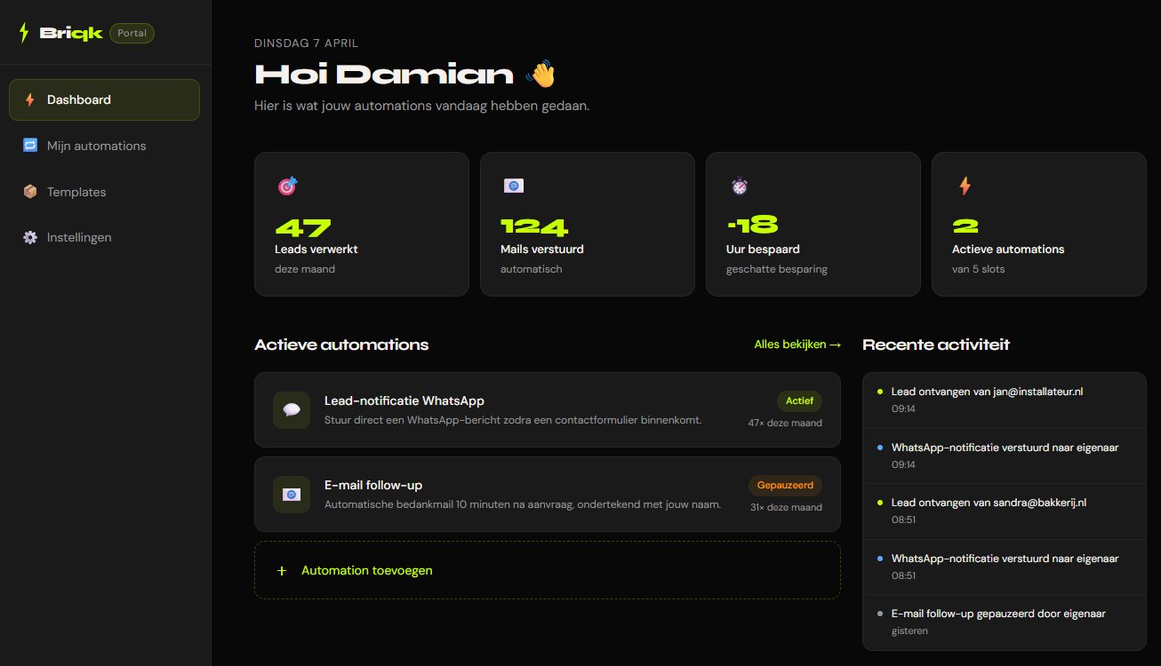 Briqk klantportaal dashboard